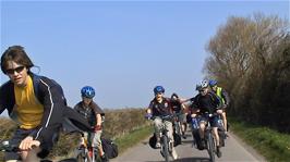 The group riding along Long Moor Drove